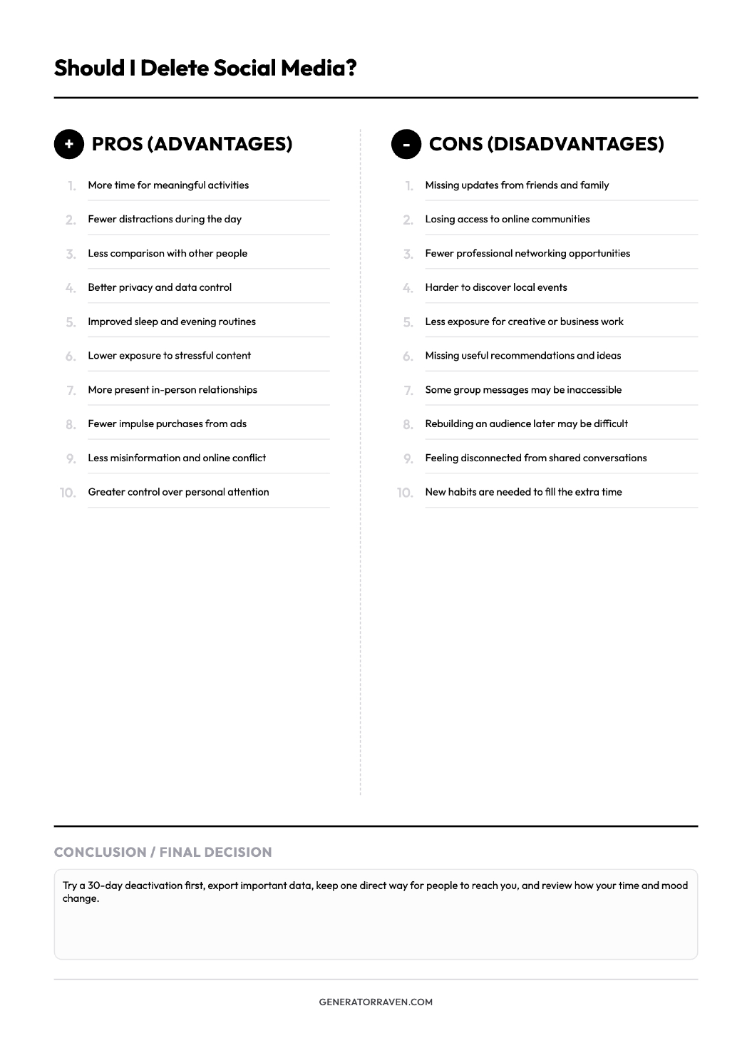 Should I Delete Social Media? printable preview